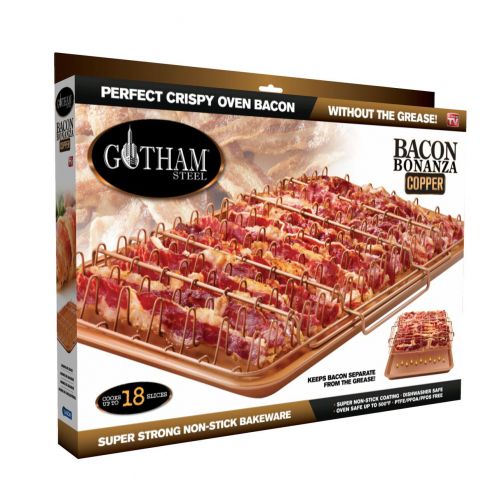  Gotham Steel Nonstick Copper 2-Piece Set XL Healthy Bacon Bonanza Pan with Drip Tray, As Seen on TV!