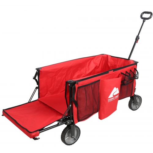 오자크트레일 Ozark Trail Quad Folding Wagon with Telescoping Handle, Red