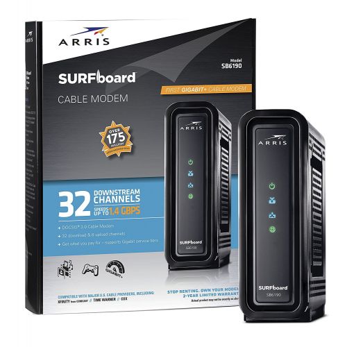  Arris ARRIS SURFboard SB6190 32x8 DOCSIS 3.0 Cable Modem - Retail Packaging - Black