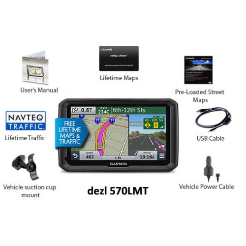 가민 Garmin 010-01342-00 dezl 570LMT 5 Inches GPS Receiver with Free Lifetime Map and Traffic Updates