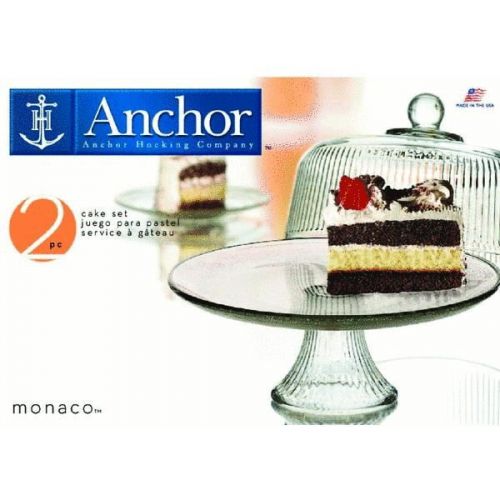  Anchor Hocking 86031L13 Monaco Glass Cake Stand & Cover Set