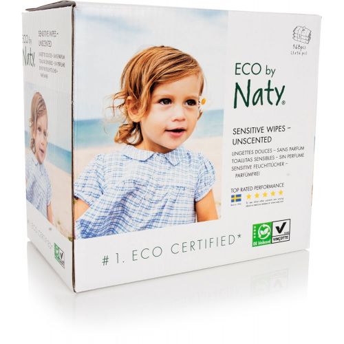  Naty by Nature Babycare Naty, ECO by Naty Baby Wipes, Unscented, 3 packs of 56 (168 count)