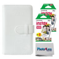Fujifilm Mini Series Wallet Album (White) + Fujifilm Instax Mini Twin Pack Instant Film (40 Shots) + Ultimate Fujifilm Accessory Bundle