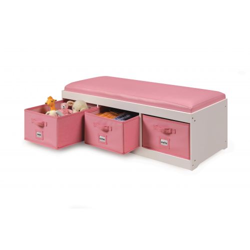  Badger Basket Kids Storage Bench with Cushion and Three Bins, Multiple Colors