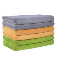 Unbranded 100% Microfiber 6-Piece Bath Towel Set (27 x 55) - Extra Absorbent, Fast Drying,Solid CamelGrey Teal