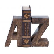 Benzara Wood Book End Pair With Wood Grain Design