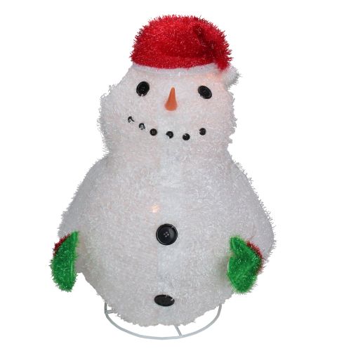  Sterling 24 Pre-Lit Outdoor Chenille Snowman Wearing Santa Hat Christmas Outdoor Decoration