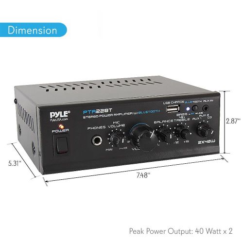  Pyle PTA22BT Mini-Blue Series Bluetooth Stereo Amplifier