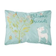 Carolines Treasures Welcome Friends White Chihuahua Canvas Fabric Decorative Pillow