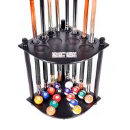 Iszy Billiards Pool Cue Rack Only 8 Pool Cue - Billiard Stick & Ball Floor Rack With Score Counters Black Finish
