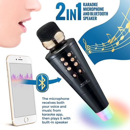  Indigi Bluetooth Handheld Wireless KTV Karaoke Microphone Speaker for iPhone & Android - LED Disco Lights, Voice Changer