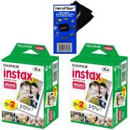 Fujifilm Instax Mini Twin Pack Instant Film - 2 pack (40 sheets) for Fujifilm Instax Mini 7s, Mini 8, Mini 9, Mini 25, Mini 50S, Mini 90, SP-1 & SP-2 Smartphone Printer + HeroFiber