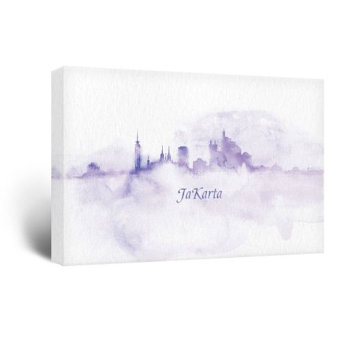  Wall26 wall26 Canvas Wall Art - Impressionism Watercolor Style City Landscape of Jakarta - Giclee Print Gallery Wrap Modern Home Decor Ready to Hang - 24x36 inches