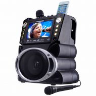 Karaoke USA GF842 Complete Bluetooth Karaoke System with LED Sync Lights- 35 Watt Power Output includes 2 Microphones, Remote Control, 7” Color Screen, Record Function. Plays DVD/C