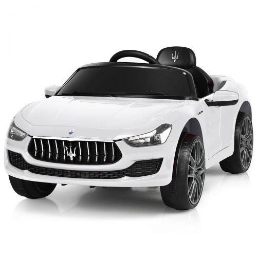  Gymax 12V Maserati Licensed Kids Ride on Car w RC Remote Control Led Lights MP3 White