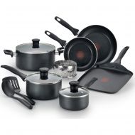 T-fal, Easy Care Nonstick 12 Pc. Cookware Set, Thermo-Spot, Dishwasher Safe, Black, B145SA