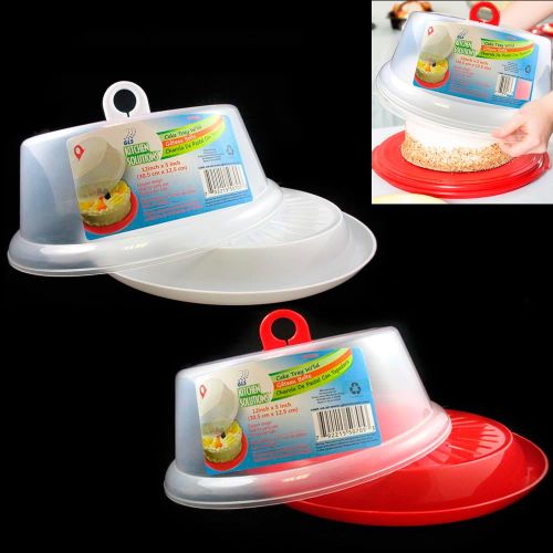  AllTopBargains 2 Sets Plastic Cake Tray Cover Pie Dessert Hold Lid Pastry Plate Stand Serving