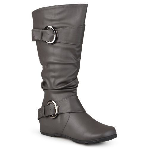  Brinley Co. Womens Extra Wide Calf Knee High Slouch Buckle Boots