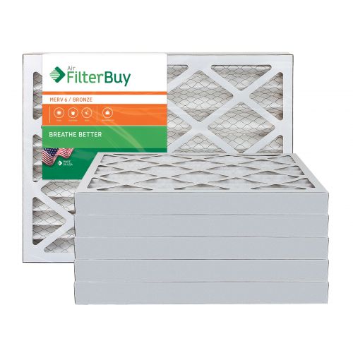  FilterBuy 10x16x2 AFB Bronze MERV 6 Pleated AC Furnace Air Filter. Pack of 6 Filters. 100% produced in the USA.