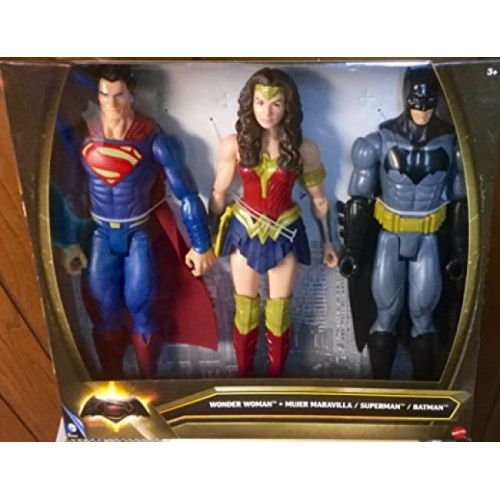 마텔 Mattel Batman, Superman & Wonder Woman Action Figure 3-Pack 12 Inch DC