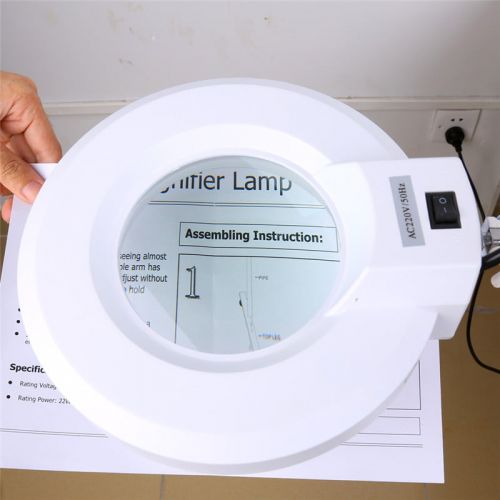  HURRISE LED Magnifier Lamp,Dimmable Magnifying Desk Light With 5X Glass and Base Holder For Jewelry Tool Coin