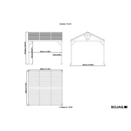  [해상운송]Sojag SANIBEL I 10x10 Gazebo, galvanised steel roof & mosquito netting
