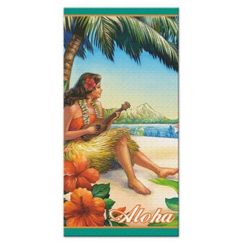제네릭 Generic Hawaiian Beach Towel Vintage Hula Girl