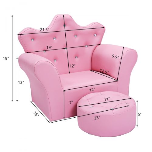 코스트웨이 Costway Pink Kids Sofa Armrest Chair Couch Children Toddler Birthday Gift w Ottoman