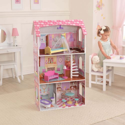 키드크래프트 KidKraft Penelope Wooden Pretend Play House Doll Dollhouse Mansion w Furniture