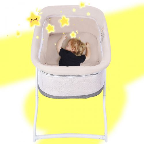 코스트웨이 Costway BabyJoy Foldaway Baby Bassinet Crib Newborn Rocking Sleeper Traveler Portable Bag Gray
