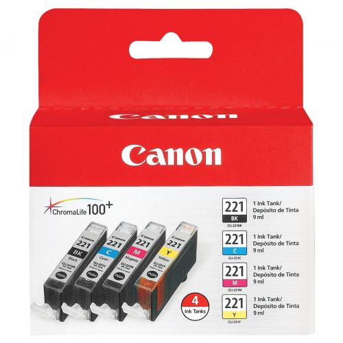 캐논 Canon 2946B004 (CLI-221) Ink, BlackCyanMagentaYellow, 4PK