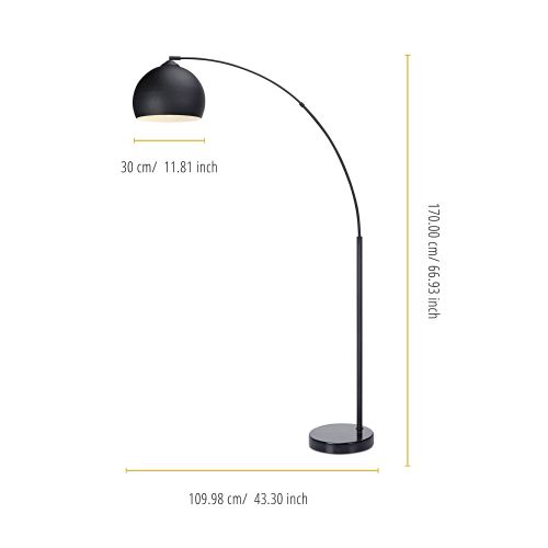  Versanora - Arquer Arc Floor Lamp with Black Shade and Black Marble Base