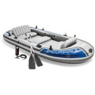 Intex Excursion 5 Person Inflatable Rafting and Fishing Boat Set with 2 Oars