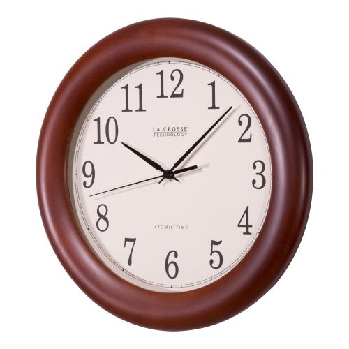  La Crosse Technology WT-3122A 12.5 Inch Cherry Wood Atomic Analog Clock