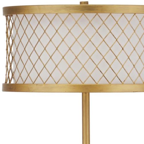  Safavieh Evie Mesh Floor Lamp with CFL Bulb, Antique Gold with Off-White Shade