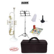 Hawk White Bb Trumpet School Package with Case, Music Stand, Trumpet Stand and Cleaning Kit