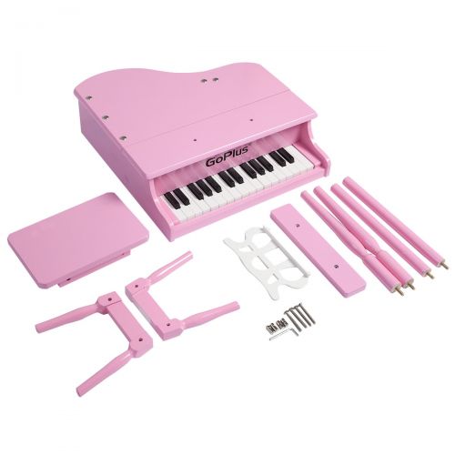  Apontus Childs 30 key Toy Grand Baby Piano w Kids Bench Wood Pink New