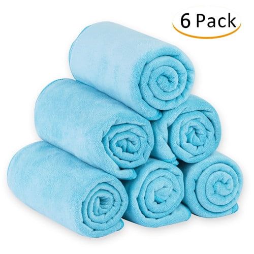  Unbranded 100% Microfiber 6-Piece Bath Towel Set (27 x 55) - Extra Absorbent, Fast Drying,Solid CamelGrey Teal
