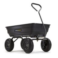 Gorilla Carts GOR4PS Poly Garden Dump Cart with Steel Frame and 10 Pneumatic Tires, 600 lb Capacity, Black