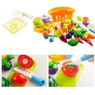 Walmart Plastic Fruit Vegetable Kitchen Cutting Toy Set of 14Pcs Prentend Kitchen Cooking Play Toys- Color Random