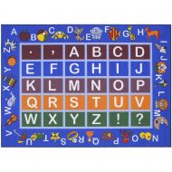 [아마존베스트]Ottomanson Jenny Light Blue Frame Educational Alphabet Non-Slip Area Rugs Kids