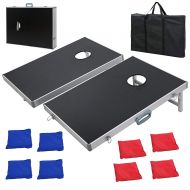 ZENY Portable 3 x 2 Cornhole Game Set, Superior Collapsible Aluminum Alloy Frame MDF Cornhole Board w 8 Bean Bags and Carrying Case for Tailgate Party Backyard BBQ Game