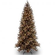 National Tree Pre-Lit 7-12 Feel-Real Downswept Douglas Slim Fir Hinged Artificial Christmas Tree with 600 Clear Lights