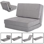 Apontus Fold Down Chair Flip Out Lounger Convertible Sleeper Bed Couch Game Dorm Gray