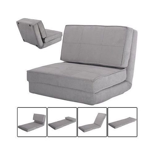  Apontus Fold Down Chair Flip Out Lounger Convertible Sleeper Bed Couch Game Dorm Gray