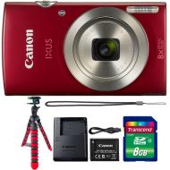 Teds Canon Powershot Ixus 185  ELPH 180 20MP Compact Digital Camera Red with 8GB Memory Card and Flexible Tripod