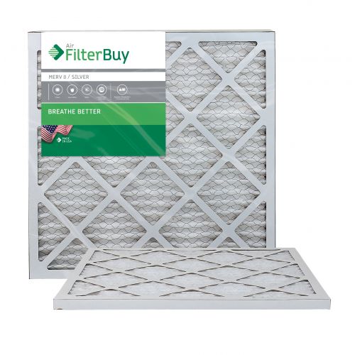  FilterBuy AFB Silver MERV 8 20x20x1 Pleated AC Furnace Air Filter. Pack of 2 Filters. 100% produced in the USA.