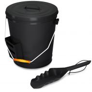4.75 Gallon Black Ash Bucket with Lid and Shovel-Essential Tools for Fireplaces, Fire Pits, Wood Burning Stoves-Hearth Accessories by Home-Complete