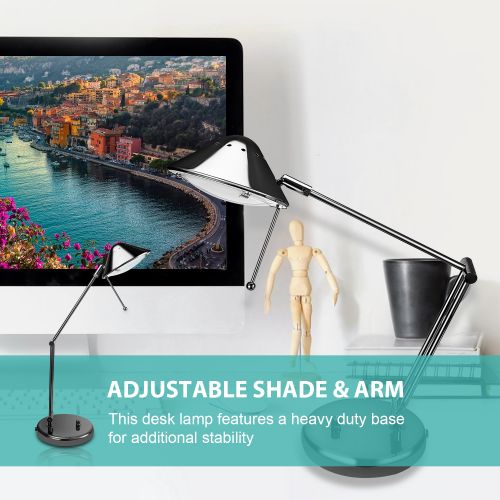  Victory Light V-light Halogen Desk Lamp with 3-Point Adjustable Arm and Dimmer Switch, Black Chrome Finish