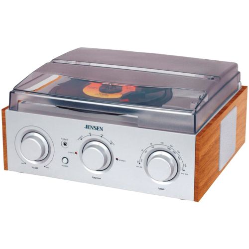  Turntable Speakers, Silver Jensen 3-speed Record Player Stereo System Turntable